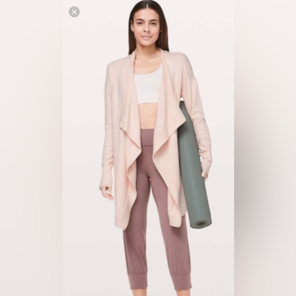 Lululemon Find Your Calm Wrap in Chantilly 
Cream Open Front Cardigan for yoga 6